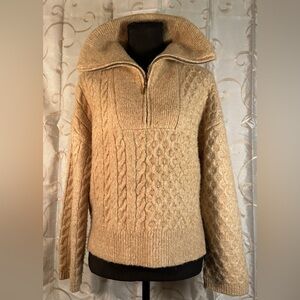Abercrombie & Fitch Cream Cable Knit Turtleneck Sweater